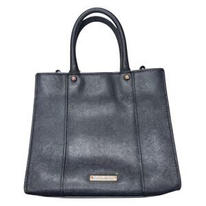 Rebecca Minkoff Black Leather Mini Handbag Tote Purse Classic Small Preppy